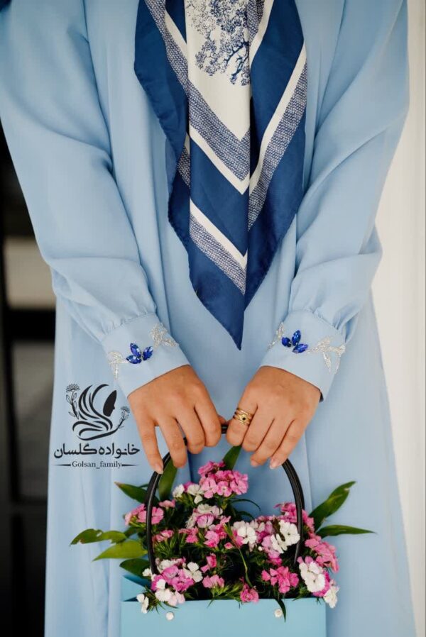 مانتو عبایی vip نغمه آبی آسمانی(فاخر )